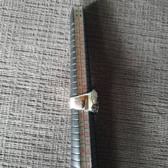 Vintage 925 Sterling Silver Black & White Cubic Zirconia Dome Cocktail Ring - Picture 11 of 15